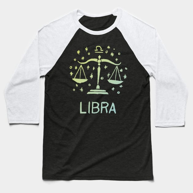 Libra Baseball T-Shirt by Very Simple Graph